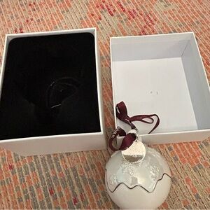 Pandora White and Silver Ornament with Ribbon